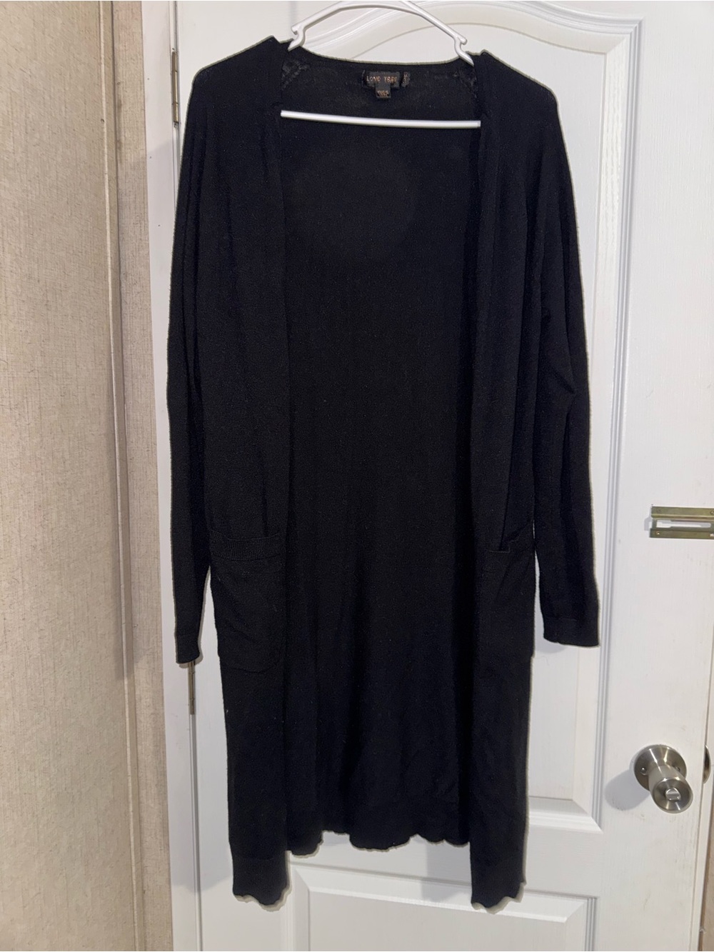 Love Tree Black Open-Front Long Cardigan